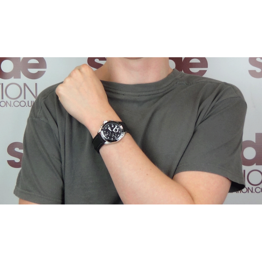 fossil men's ch2573 decker stainless steel chronograph watch with black silicon band